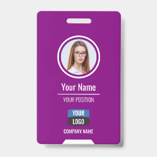 Custom Employee Photo, Bar Code, Logo, Name Badge