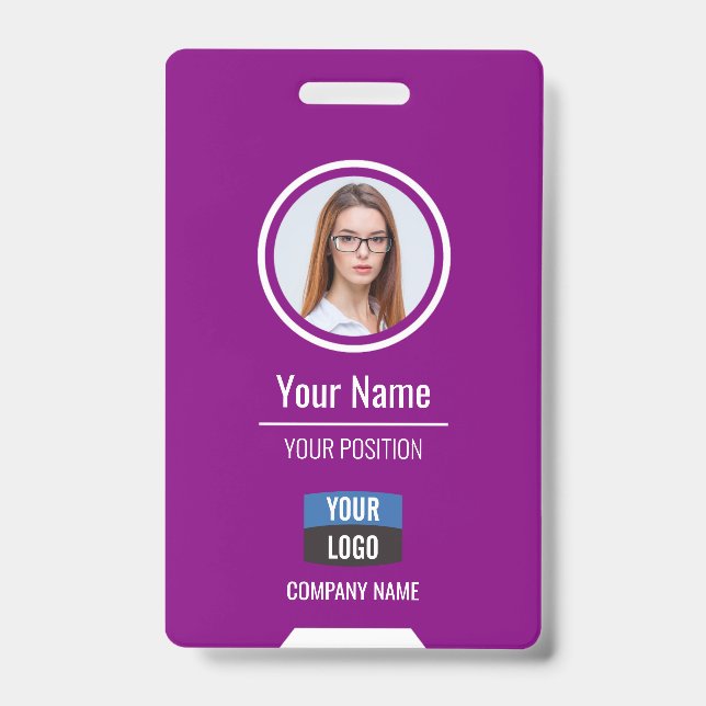 Custom Employee Photo, Bar Code, Logo, Name Badge (Front)