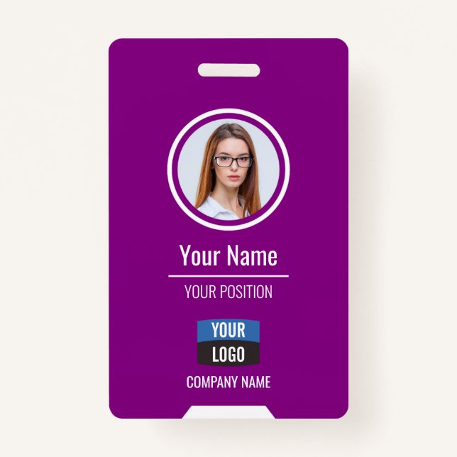 Custom Employee Photo, Bar Code, Logo, Name Badge (Front)