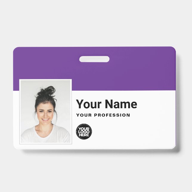 Custom Employee - Photo, Bar Code, Logo, Name Badge (Front)