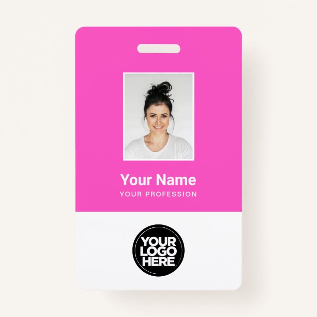 Custom Employee Photo, Bar Code, Logo, Name Badge (Front)