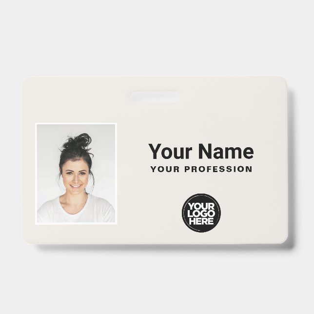 Custom Employee Photo Bar Code Logo Name Badge (Front)