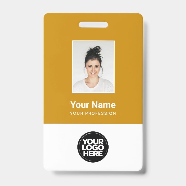 Custom Employee Photo, Bar Code, Logo, Name Badge (Front)