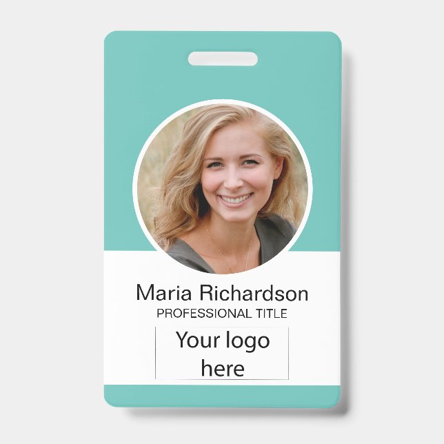 Custom Employee, Photo, Bar Code, Logo, Name Badge (Front)