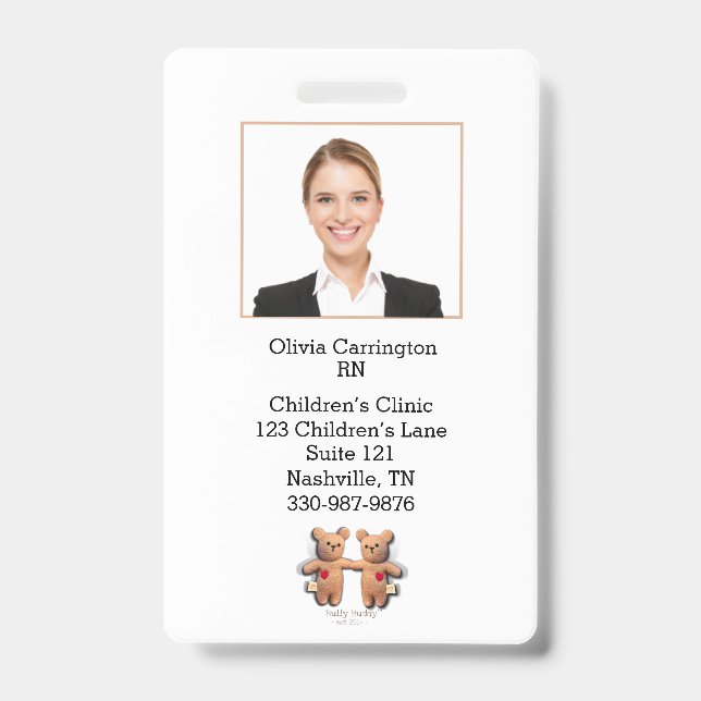 Custom Employee Photo Bar Code Logo Name Badge (Front)