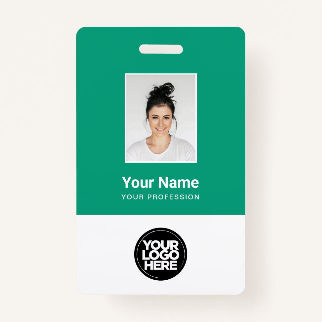 Custom Employee Photo, Bar Code, Logo, Name Badge (Front)