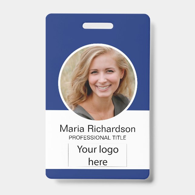 Custom Employee, Photo, Bar Code, Logo, Name Badge (Front)