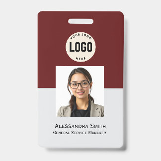 Custom Employee Photo, Bar Code, Logo, Name Badge