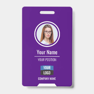 Custom Employee Photo, Bar Code, Logo, Name Badge