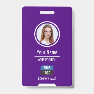 Custom Employee Photo, Bar Code, Logo, Name Badge