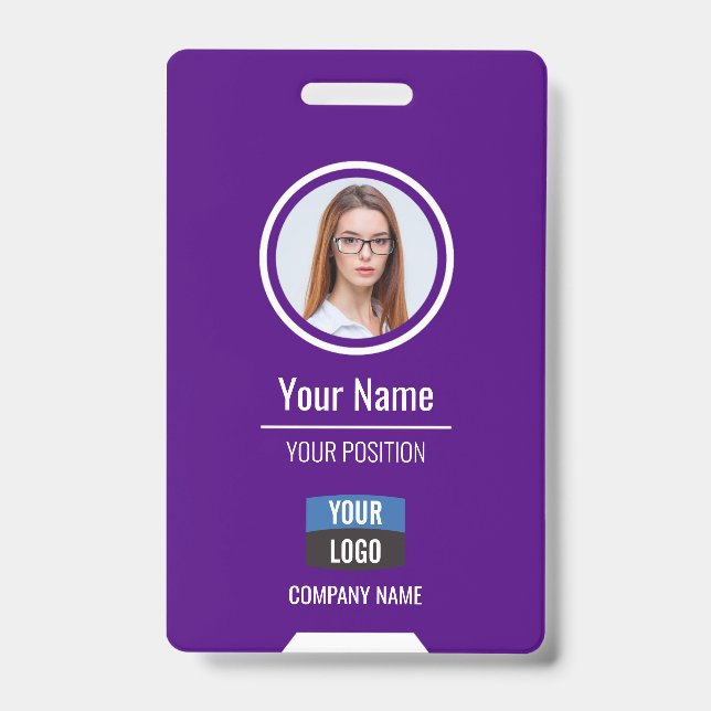 Custom Employee Photo, Bar Code, Logo, Name Badge (Front)