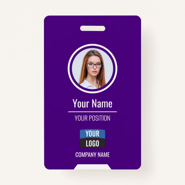 Custom Employee Photo, Bar Code, Logo, Name Badge (Front)