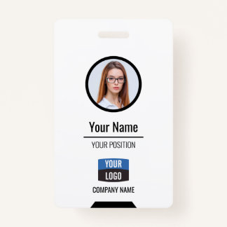Custom Employee Photo, Bar Code, Logo, Name Badge