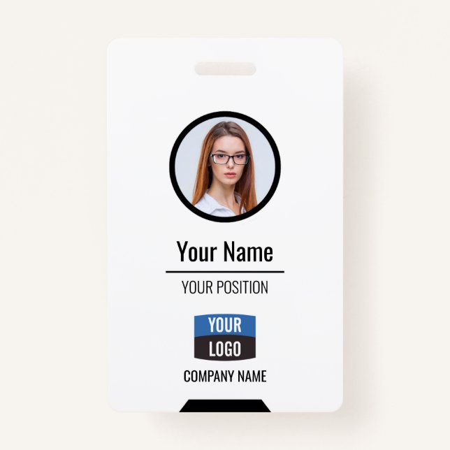 Custom Employee Photo, Bar Code, Logo, Name Badge (Front)