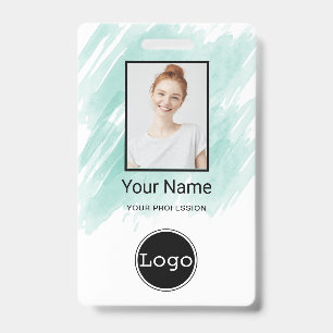 Custom Employee Photo, Bar Code, Logo, Name Badge