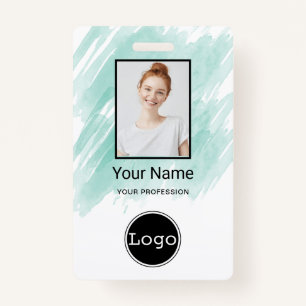 Custom Employee Photo, Bar Code, Logo, Name Badge