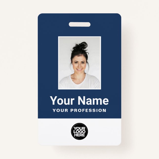 Custom Employee Photo, Bar Code, Logo, Name Badge (Front)