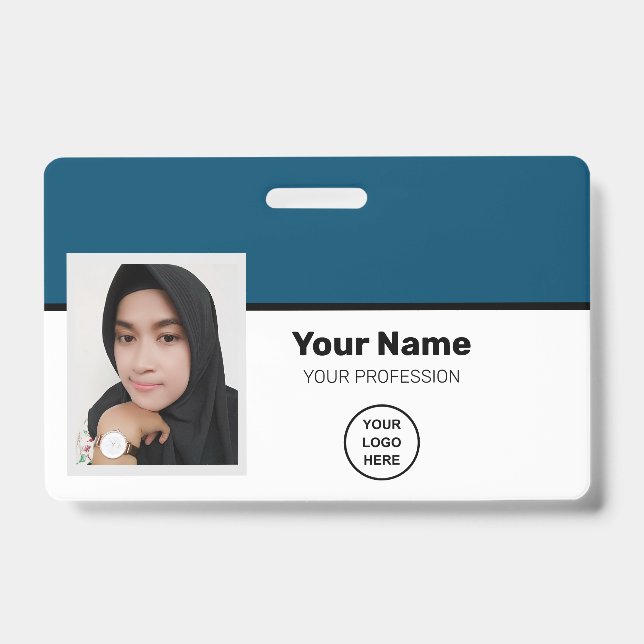 Custom Employee Photo - Bar Code - Logo - Name Badge (Front)