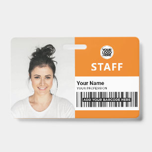 Custom Employee Photo, Bar Code, Logo, Name Badge