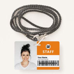 Custom Employee Photo, Bar Code, Logo, Name Badge
