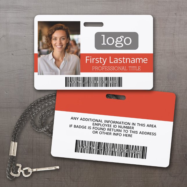 Custom Employee - Photo, Bar Code, Logo, Name Badge (Custom Employee ID Badges - thick plastic with full color print)