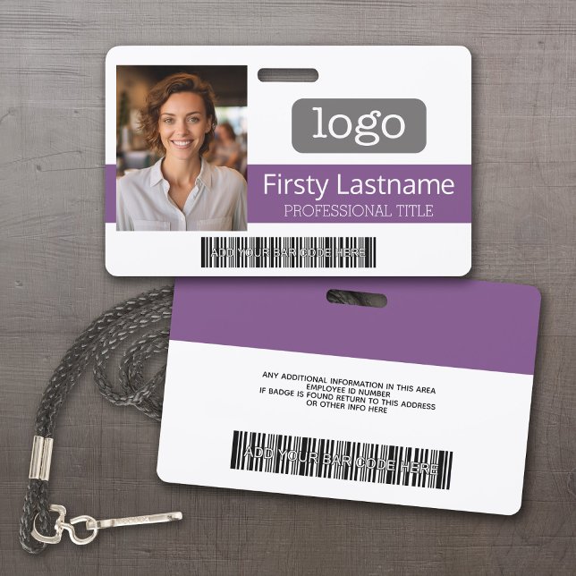 Custom Employee - Photo, Bar Code, Logo, Name Badge (Custom Employee ID Badges - thick plastic with full color print)