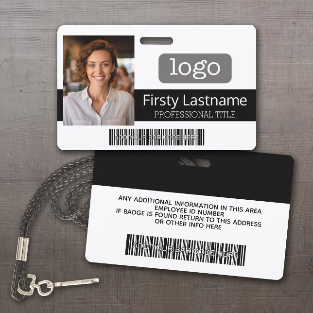 Custom Employee - Photo, Bar Code, Logo, Name Badge (Custom Employee ID Badges - thick plastic with full color print)
