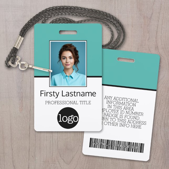 Custom Employee - Photo, Bar Code, Logo, Name Badge (Custom Employee ID Badge with Photo, Logo and Scan Code)