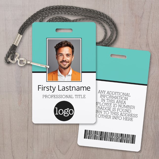 Custom Employee - Photo, Bar Code, Logo, Name Badge (Custom Employee ID Badge with Photo, Logo and Scan Code)