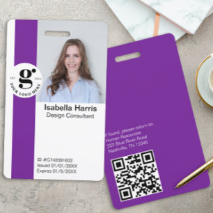 Custom Employee Photo, Bar Code, Logo, Name Badge