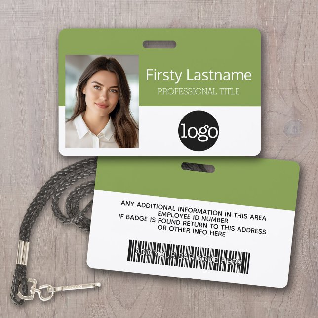 Custom Employee - Photo, Bar Code, Logo, Name Badge (Custom Photo ID Badge with logo and bar code)