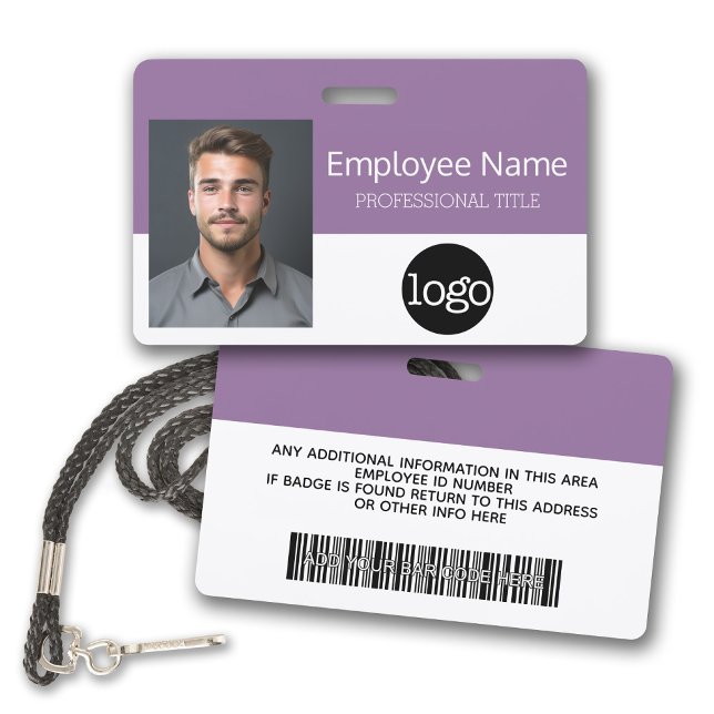 Custom Employee - Photo, Bar Code, Logo, Name Badge (Plastic ID Badge with Photo and Logo)