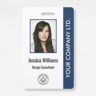 Custom Employee Photo, Bar Code, Logo, Name Badge