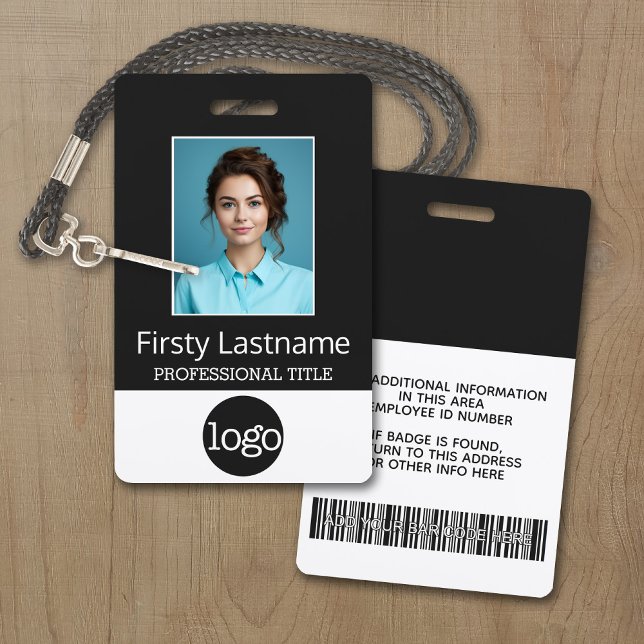 Custom Employee - Photo, Bar Code, Logo, Name Badge (Personalize this Employee ID Badge - A large color block is included. All items can be changed.)