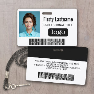 Custom Employee - Photo, Bar Code, Logo, Name Badge