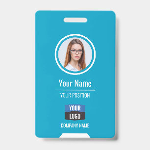 Custom Employee Photo, Bar Code, Logo, Name Badge