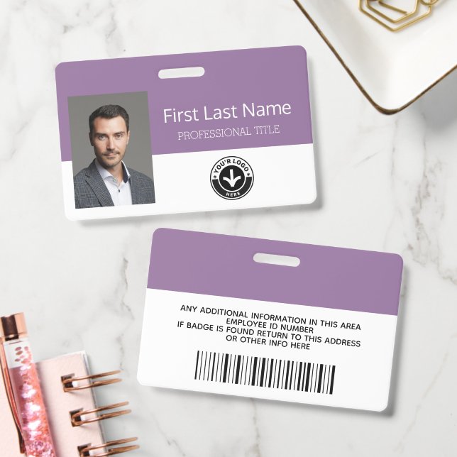 Custom Employee - Photo, Bar Code, Logo, Name  Badge (Office)