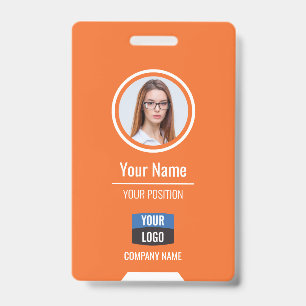 Custom Employee Photo, Bar Code, Logo, Name Badge