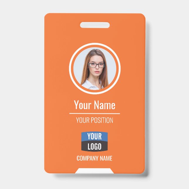 Custom Employee Photo, Bar Code, Logo, Name Badge (Front)