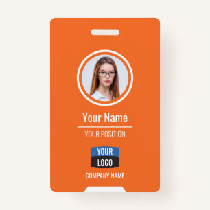 Custom Employee Photo, Bar Code, Logo, Name Badge