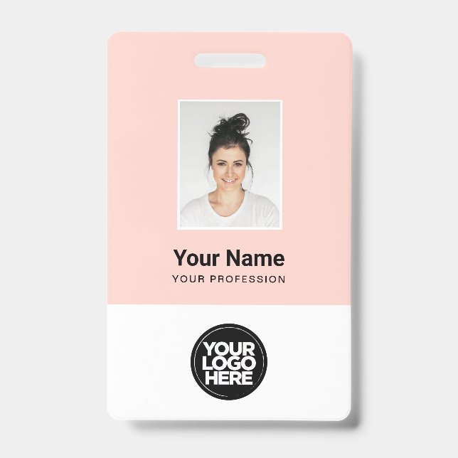 Custom Employee Photo, Bar Code, Logo, Name Badge (Front)