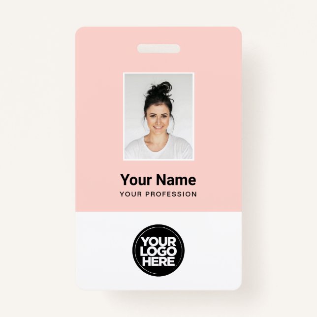 Custom Employee Photo, Bar Code, Logo, Name Badge (Front)