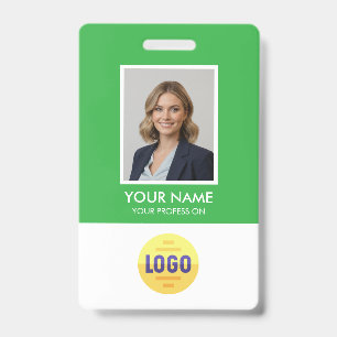 Custom Employee Photo, Bar Code, Logo, Name Badge