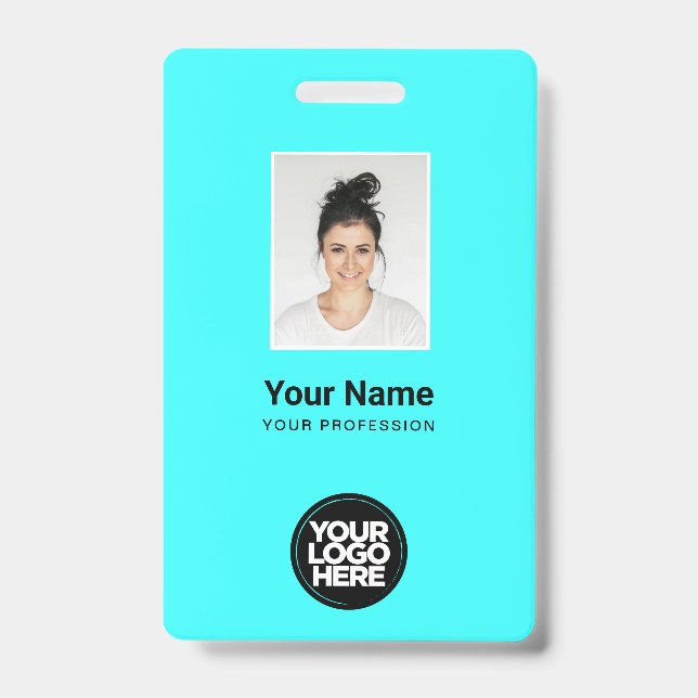 Custom Employee Photo, Bar Code, Logo, Name Badge (Front)