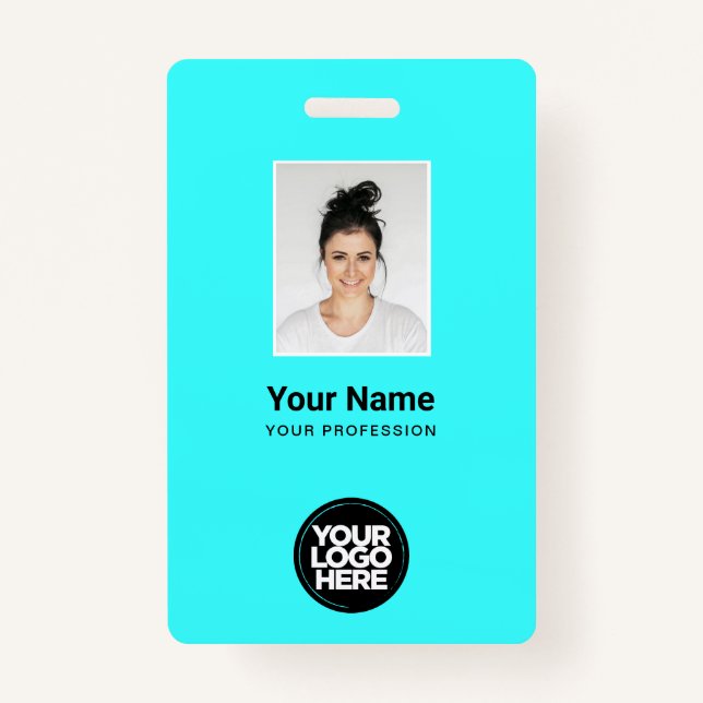 Custom Employee Photo, Bar Code, Logo, Name Badge (Front)