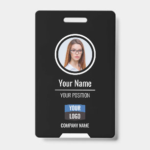 Custom Employee Photo, Bar Code, Logo, Name Badge