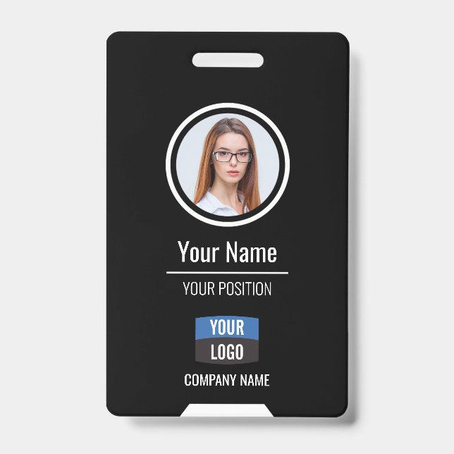 Custom Employee Photo, Bar Code, Logo, Name Badge (Front)