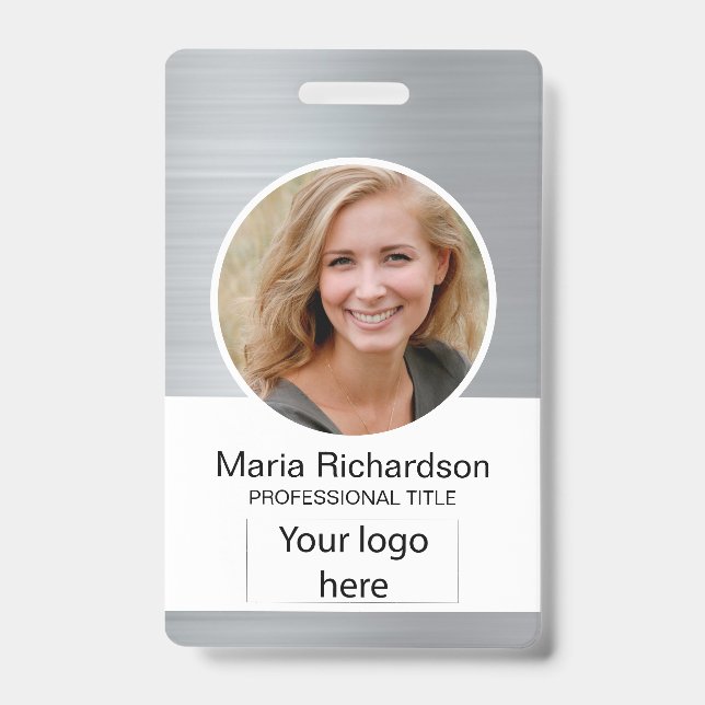 Custom Employee, Photo, Bar Code, Logo, Name Badge (Front)