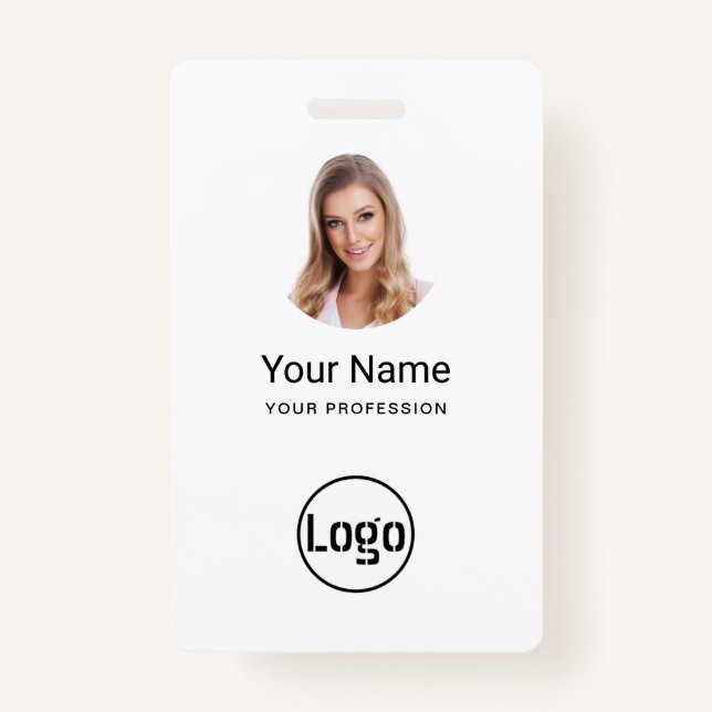 Custom Employee - Photo, Bar Code, Logo, Name  Badge (Front)