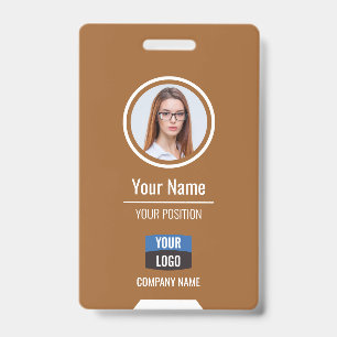 Custom Employee Photo, Bar Code, Logo, Name Badge